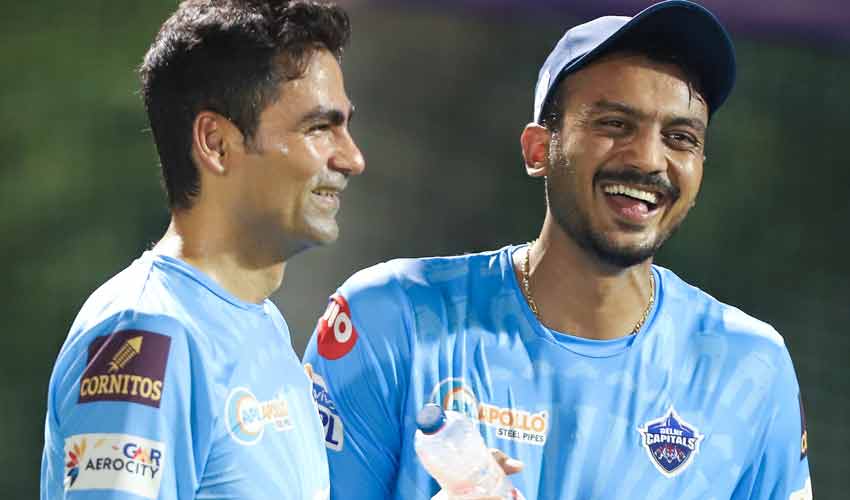 Delhi Capitals all rounder Axar Patel along with Assistant Coach Mohammad Kaif