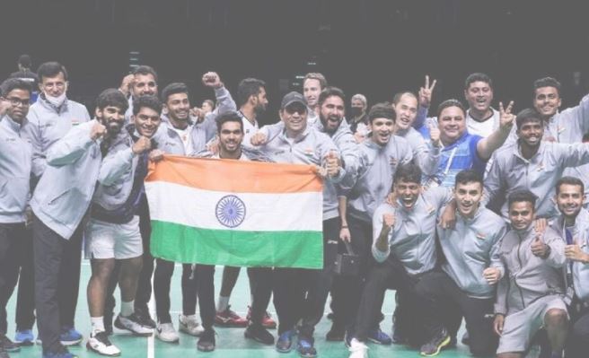 Indian Badminton tean Thomas Cup Courtesy Twitter