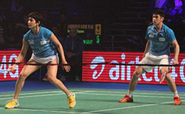 Ashwini Ponnappa and Khim Wah Lim in action against the Delhi Acers during their mixed doubles match