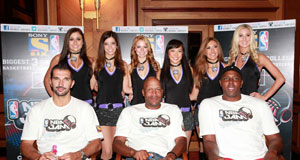 NBA-Legends-Peja-Stojakovic-Ron-Harper-and-Horace-Grant-with-Sacramento-Kings-cheerleading-team