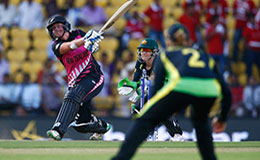 Rachel Priest of New Zealand in action with Alyssa Healy of Australia during the Womens ICC World Twenty20 India 2016