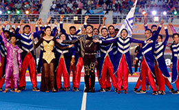 Local celebrities performing at the opening ceremony of the 4th Coal India Hockey India League