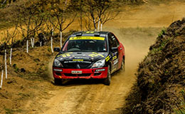 Philippos Matthai who clocked the fastest time in auto cross in action in the hill climb