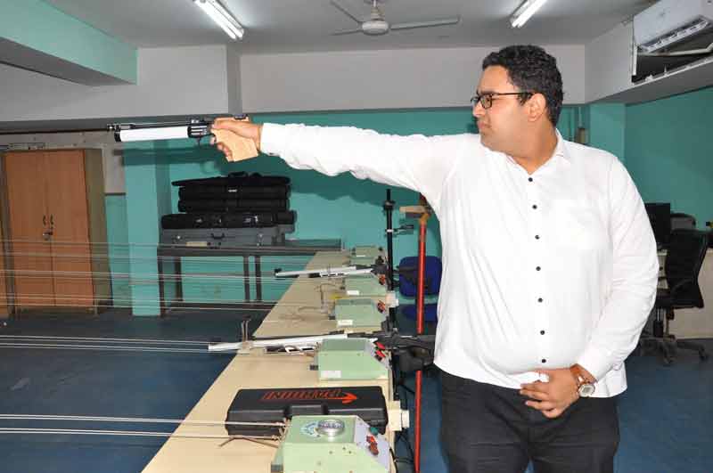 Chirag Jain practising at Amity Shooting Club