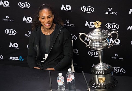 Serena Williams of the U.S. speaks at a press conference after winning the Australian Open tennis championships