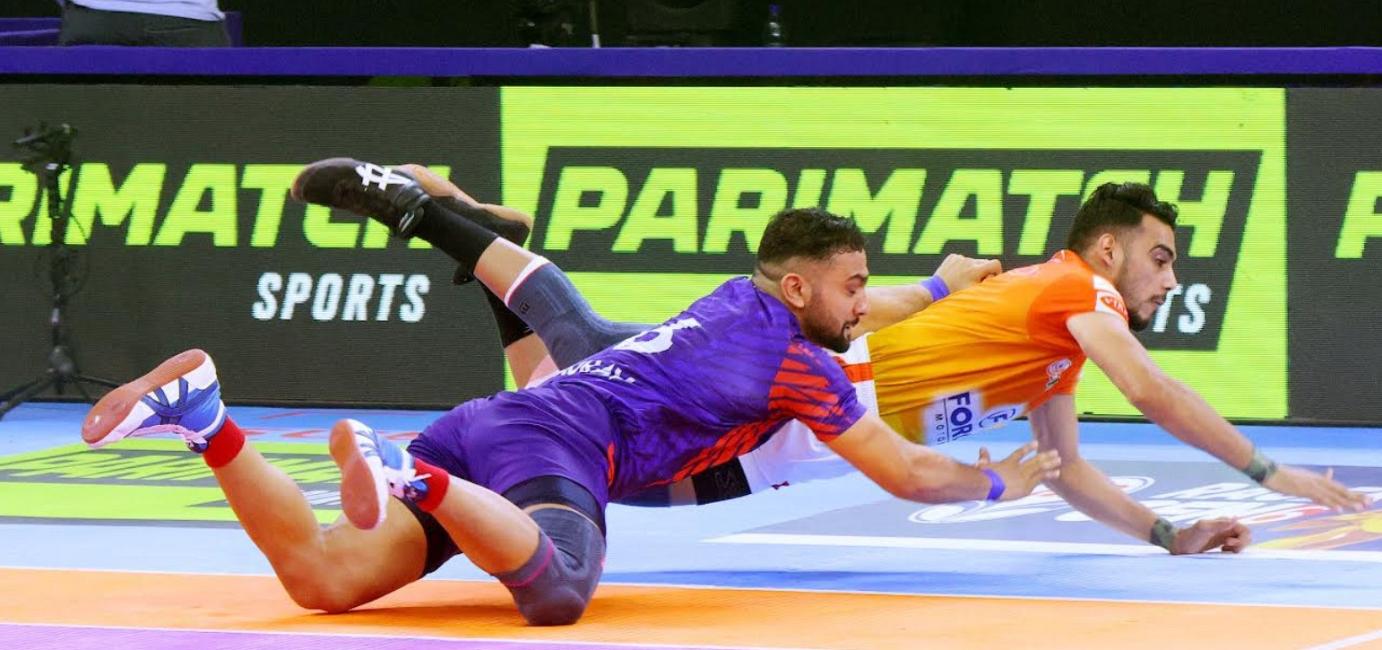 Puneri Paltan and Dabang Delhi in action on Tuesday at Noida