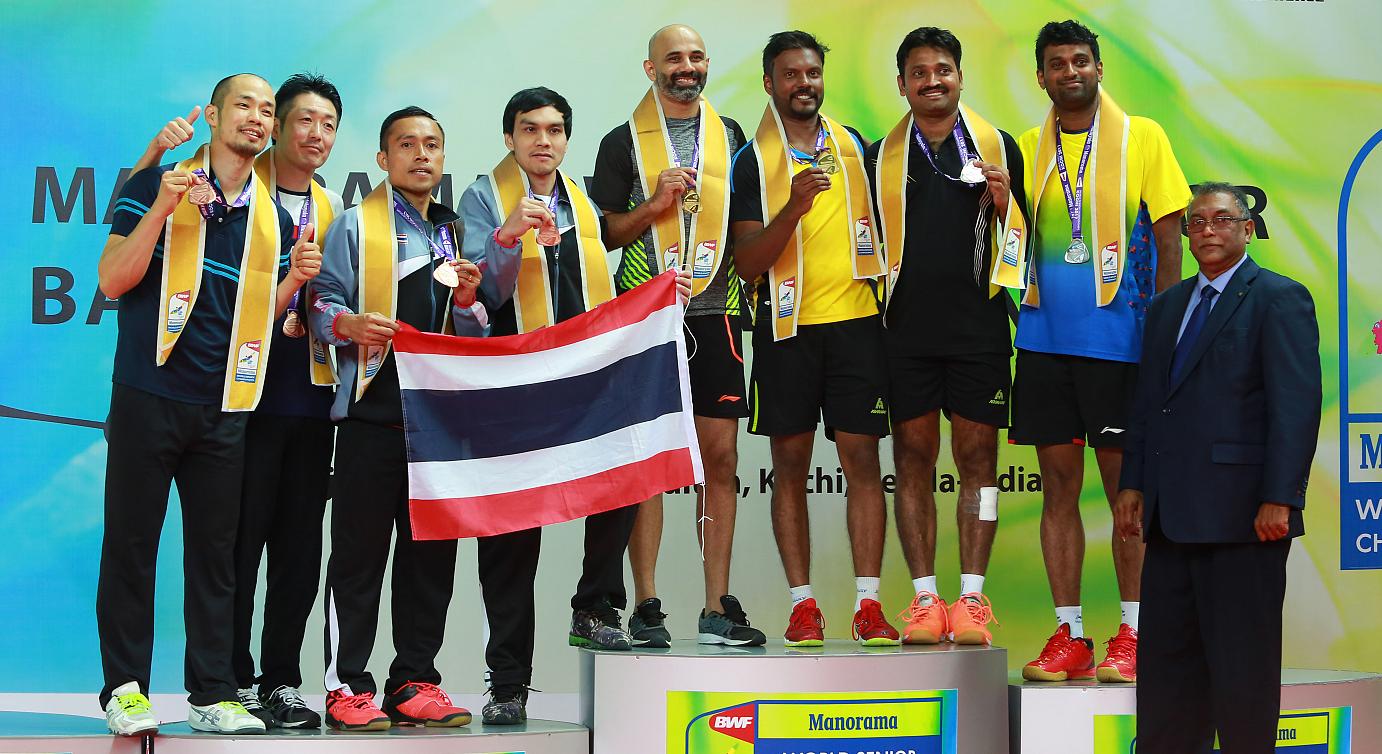 Doubles duo of Sanave ThomasRupesh Kumar and V.DijuVidyadhar won the gold and Silver in the 35 Mixed Doubles at Manorama BWF World Senior Badminton Championships