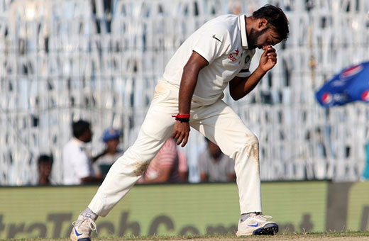 Amit Mishra of India on Day 1 of the fifth test match between India and England at M. A. Chidambaram Stadium