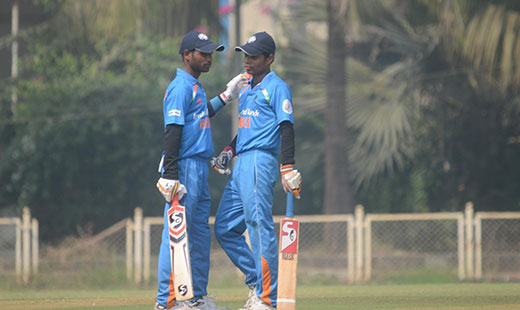 Indian batsmen during the T20 Blind World Cup match between India and South Africa