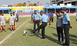 Subroto Cup Football Tournament Chief guest Air Marshal BBP Sinha AVSM kicked the ball