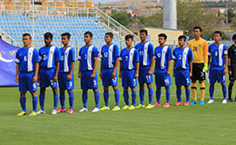 The India U 16 colts prior to the kick off against Iran