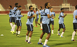 The Indian Team practices at the Sultan Qaboos Sports Complex