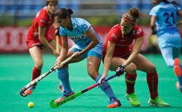 India Women Team player in action against Belgium