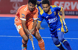 Kalinga Lancers Devindar Walmiki during the 2015 HIL