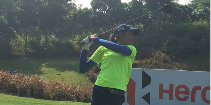 Diksha Dagar in action at DLF Diksha Dagar in action at DLF