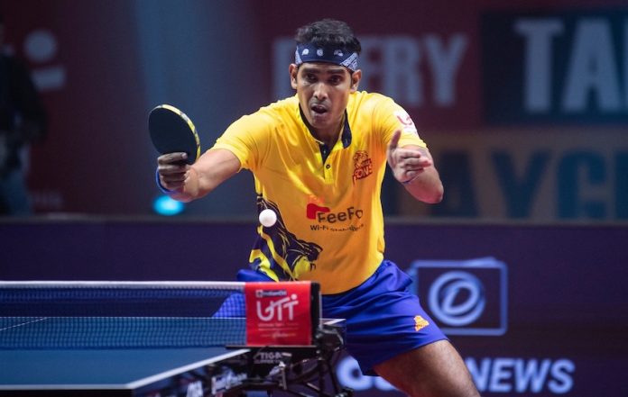 Achanta Sharath Kamal in action Achanta Sharath Kamal in action