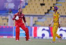 Last-ball six from Bhargab hands Barak Legends a nerve-shredding win over Barpeta Braves Bhargab Pratim Lakhar of team Barak Legends