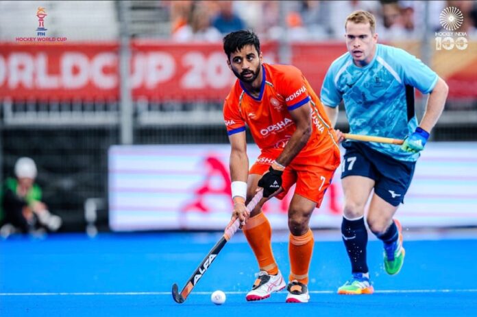 India vs England Hockey World Cup. (Photo Courtesy-Hockey India X handle) India vs England Hockey World Cup
