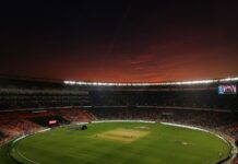 Nigeria beat Uganda by one run as both reach T20 World Cup Africa Regional Final A cricket ground with a green pitch under an evening sky