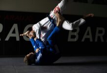 IIS Sangai Cup judo returns to Imphal as Manipur state trials for National Championships Two judokas competing on a judo mat
