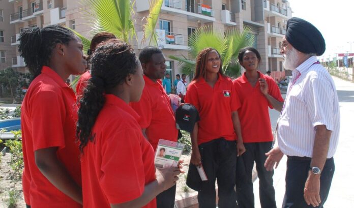 Members of the Malawi contingent at the Commonwealth Games Village in New Delhi in September 2010