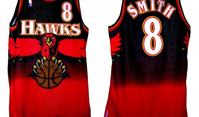 Steve Smith's game-worn 1997-98 Atlanta Hawks basketball jersey