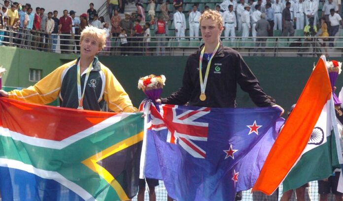 Yuki Bhambri with tennis medallists at the 2008 Commonwealth Youth Games Yuki Bhambri with fellow tennis medallists Finbar Tearney and Hendrik Coertzen at the 2008 Commonwealth Youth Games in Pune